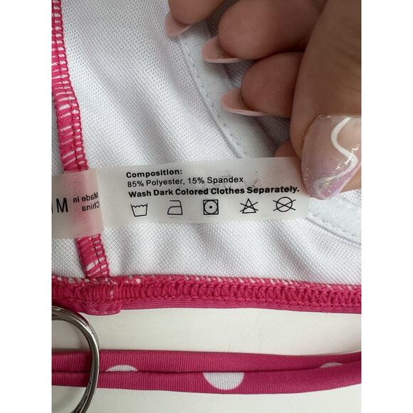 Zaful Womens Swimsuit Size 6 Two Piece Bikini Pink Polka Dot - Picture 5 of 14